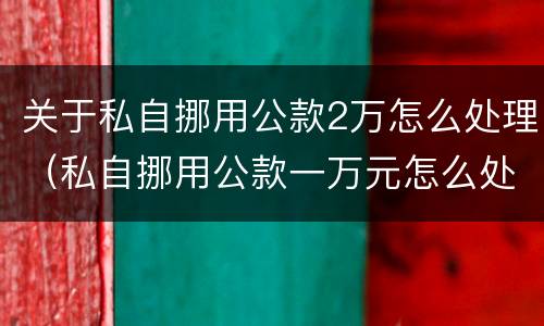 关于私自挪用公款2万怎么处理（私自挪用公款一万元怎么处理）