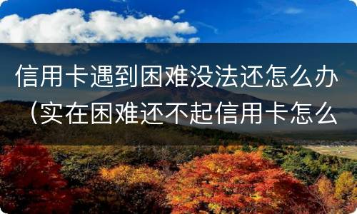 信用卡遇到困难没法还怎么办（实在困难还不起信用卡怎么办）