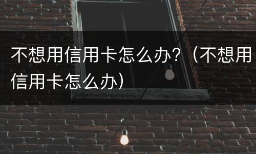 不想用信用卡怎么办?（不想用信用卡怎么办）