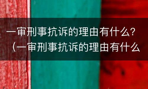 一审刑事抗诉的理由有什么？（一审刑事抗诉的理由有什么作用）