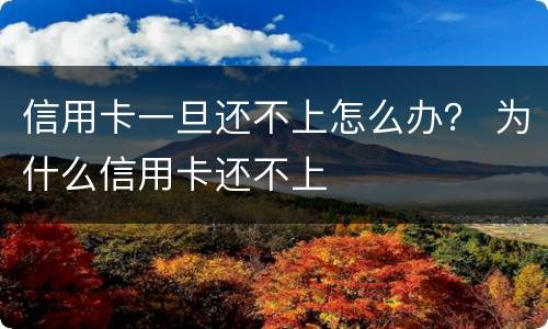 信用卡一旦还不上怎么办？ 为什么信用卡还不上