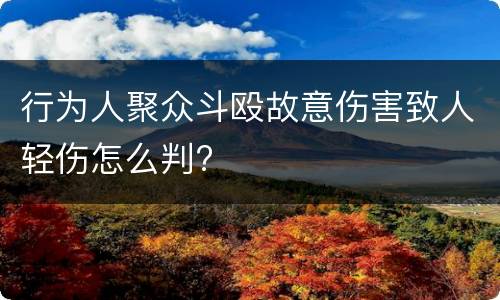 行为人聚众斗殴故意伤害致人轻伤怎么判?