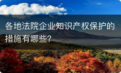 各地法院企业知识产权保护的措施有哪些？