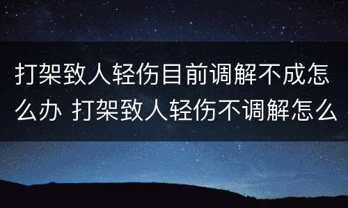 打架致人轻伤目前调解不成怎么办 打架致人轻伤不调解怎么判刑