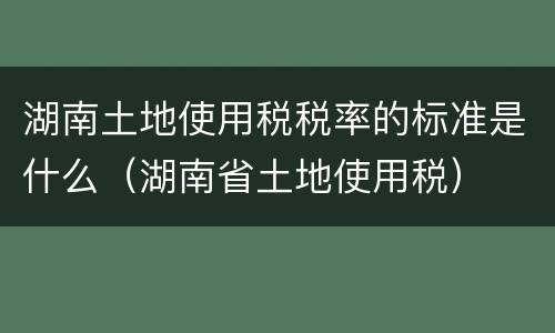 湖南土地使用税税率的标准是什么（湖南省土地使用税）