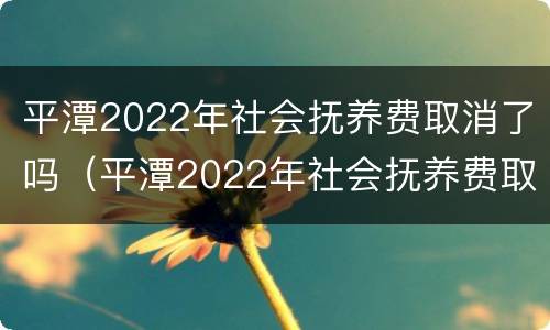 平潭2022年社会抚养费取消了吗（平潭2022年社会抚养费取消了吗知乎）