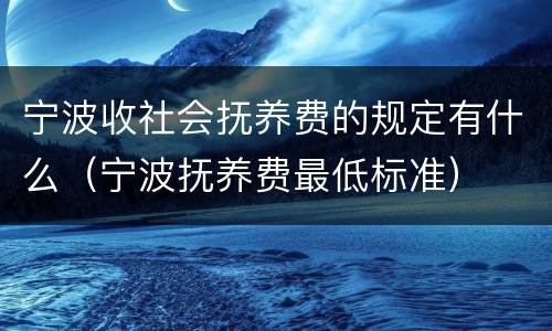 宁波收社会抚养费的规定有什么（宁波抚养费最低标准）