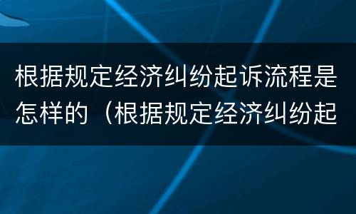 根据规定经济纠纷起诉流程是怎样的（根据规定经济纠纷起诉流程是怎样的法律）