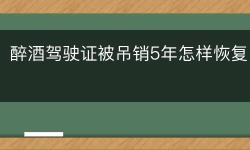 醉酒驾驶证被吊销5年怎样恢复