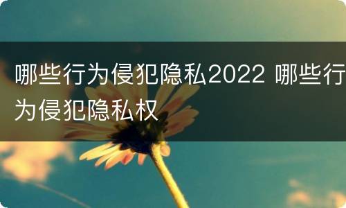 哪些行为侵犯隐私2022 哪些行为侵犯隐私权