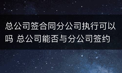 总公司签合同分公司执行可以吗 总公司能否与分公司签约