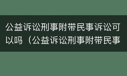 公益诉讼刑事附带民事诉讼可以吗（公益诉讼刑事附带民事诉讼可以吗）