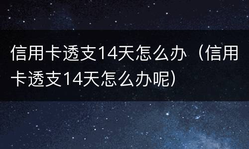 信用卡透支14天怎么办（信用卡透支14天怎么办呢）