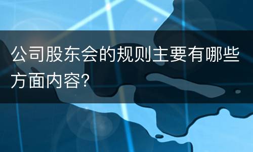 公司股东会的规则主要有哪些方面内容？