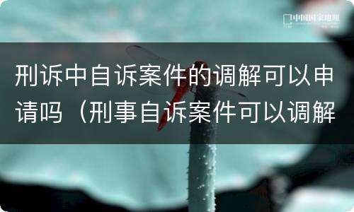 刑诉中自诉案件的调解可以申请吗（刑事自诉案件可以调解结案吗）