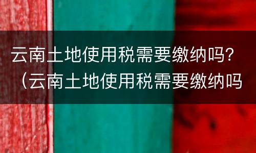 云南土地使用税需要缴纳吗？（云南土地使用税需要缴纳吗）