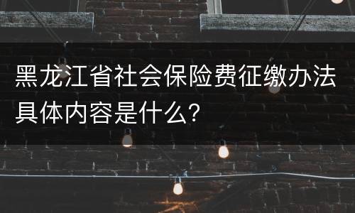 黑龙江省社会保险费征缴办法具体内容是什么？