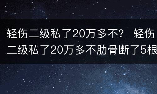 轻伤二级私了20万多不？ 轻伤二级私了20万多不肋骨断了5根