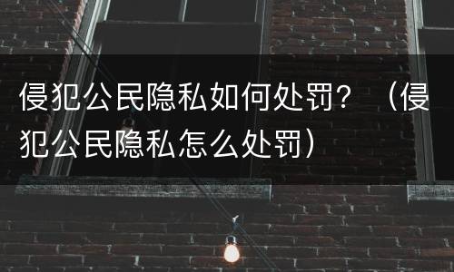 侵犯公民隐私如何处罚？（侵犯公民隐私怎么处罚）