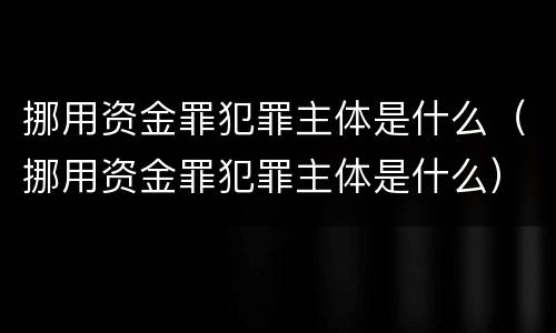 挪用资金罪犯罪主体是什么（挪用资金罪犯罪主体是什么）