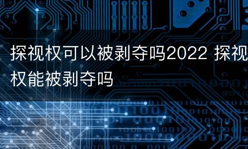 探视权可以被剥夺吗2022 探视权能被剥夺吗