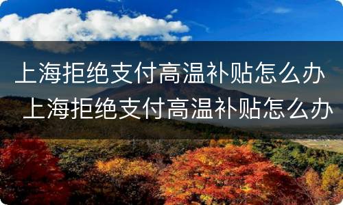 上海拒绝支付高温补贴怎么办 上海拒绝支付高温补贴怎么办呢