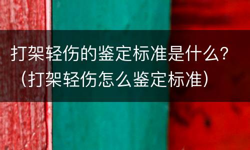 打架轻伤的鉴定标准是什么？（打架轻伤怎么鉴定标准）