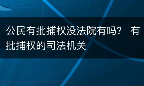 公民有批捕权没法院有吗？ 有批捕权的司法机关