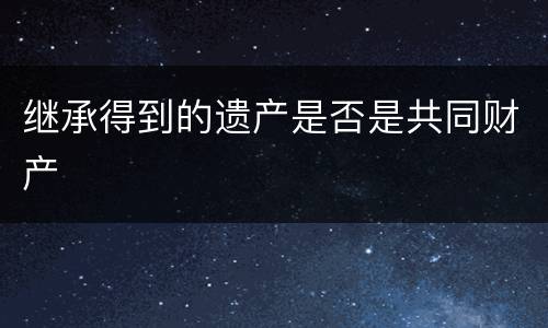 继承得到的遗产是否是共同财产