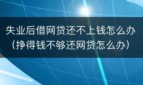 失业后借网贷还不上钱怎么办（挣得钱不够还网贷怎么办）