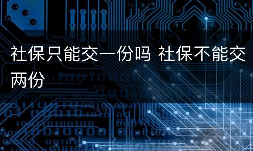 社保只能交一份吗 社保不能交两份