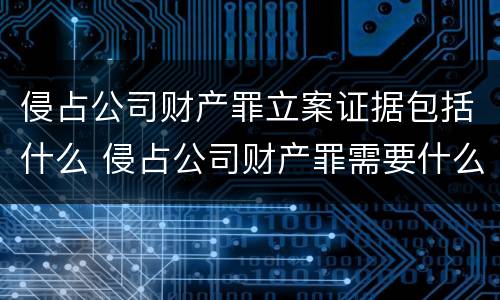 侵占公司财产罪立案证据包括什么 侵占公司财产罪需要什么证据