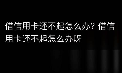 借信用卡还不起怎么办? 借信用卡还不起怎么办呀