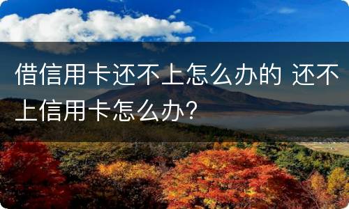 借信用卡还不上怎么办的 还不上信用卡怎么办?