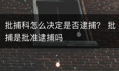 批捕科怎么决定是否逮捕？ 批捕是批准逮捕吗