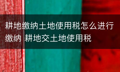 耕地缴纳土地使用税怎么进行缴纳 耕地交土地使用税