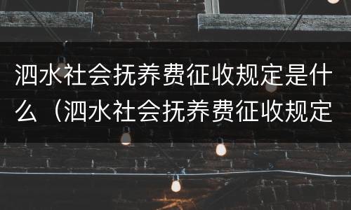 泗水社会抚养费征收规定是什么（泗水社会抚养费征收规定是什么标准）