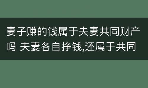 妻子赚的钱属于夫妻共同财产吗 夫妻各自挣钱,还属于共同财产吗