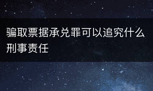 骗取票据承兑罪可以追究什么刑事责任