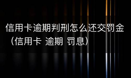 信用卡逾期判刑怎么还交罚金（信用卡 逾期 罚息）