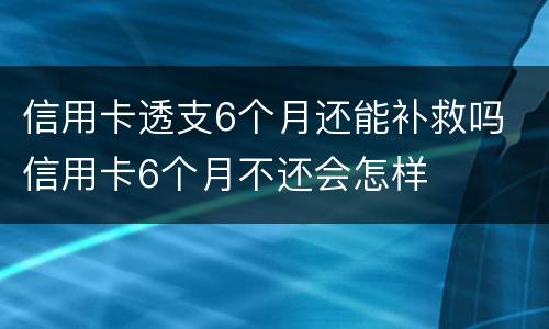 信用卡透支6个月还能补救吗 信用卡6个月不还会怎样