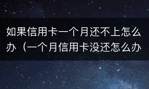 如果信用卡一个月还不上怎么办（一个月信用卡没还怎么办）