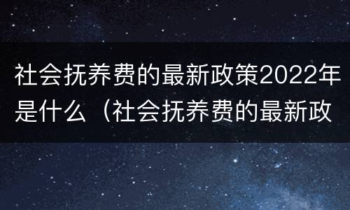 社会抚养费的最新政策2022年是什么（社会抚养费的最新政策2022年是什么意思）