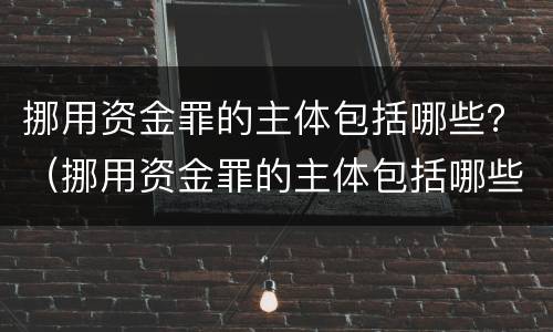 挪用资金罪的主体包括哪些？（挪用资金罪的主体包括哪些）