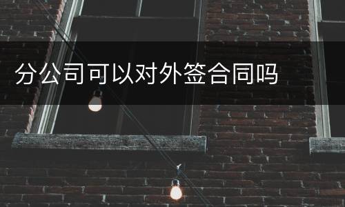 分公司可以对外签合同吗