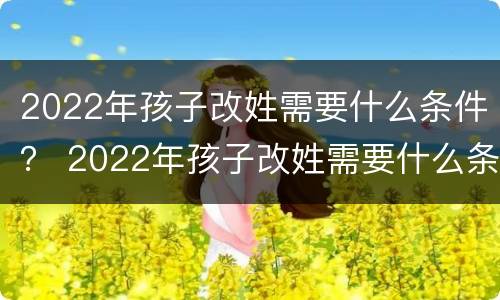 2022年孩子改姓需要什么条件？ 2022年孩子改姓需要什么条件和手续