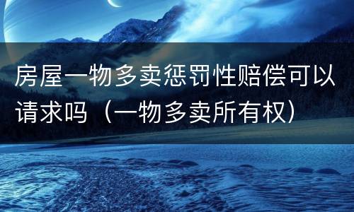 房屋一物多卖惩罚性赔偿可以请求吗（一物多卖所有权）