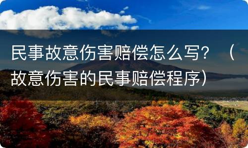 民事故意伤害赔偿怎么写？（故意伤害的民事赔偿程序）