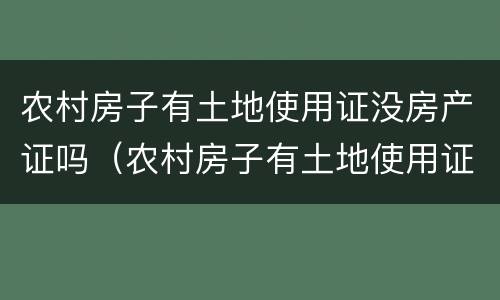 农村房子有土地使用证没房产证吗（农村房子有土地使用证没房产证吗怎么办）