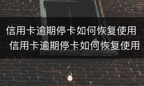 信用卡逾期停卡如何恢复使用 信用卡逾期停卡如何恢复使用功能